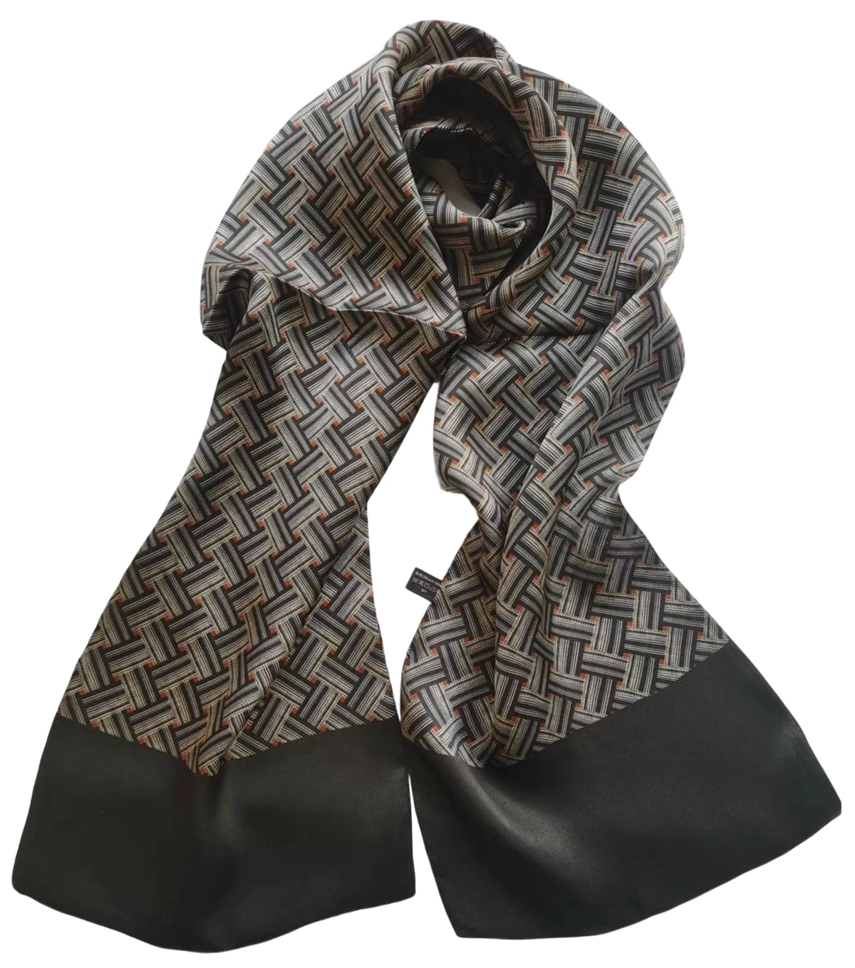 

Men Long Scarf 100 Silk Chain Pattern Business Tie Shirt Casual Black Brown Green Blue