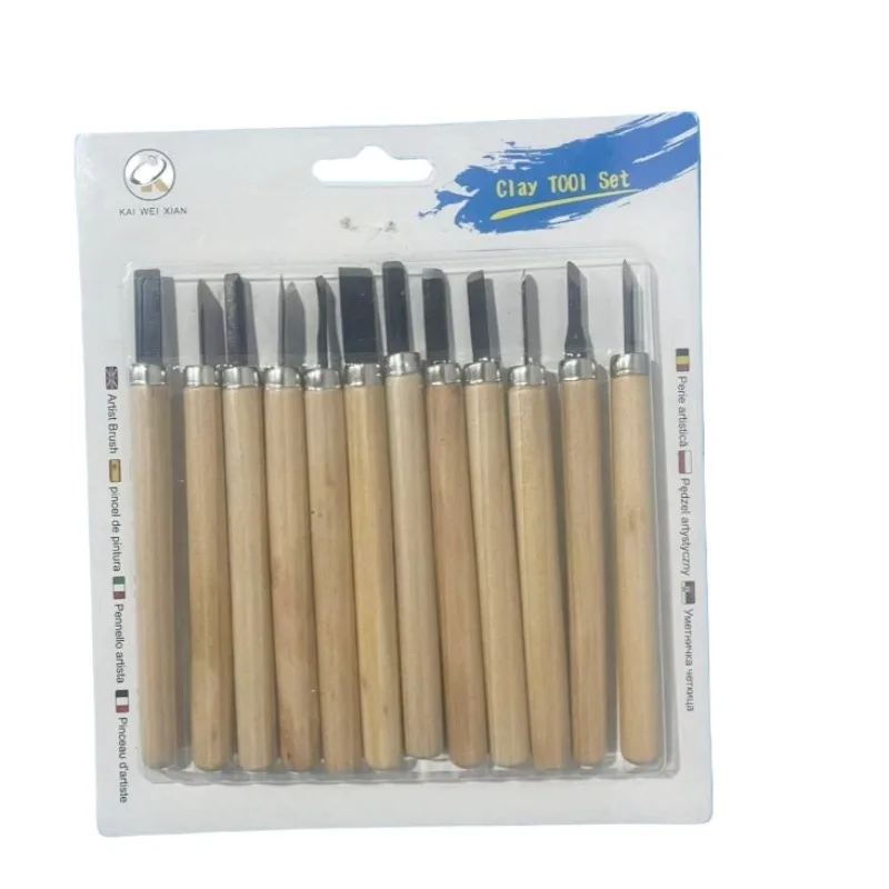 10/12Pcs Pottery Carving Tool Set, Clay Sculpting Implements, Texture Modeling Cutters, Art Craft Knives, Multi-purpose