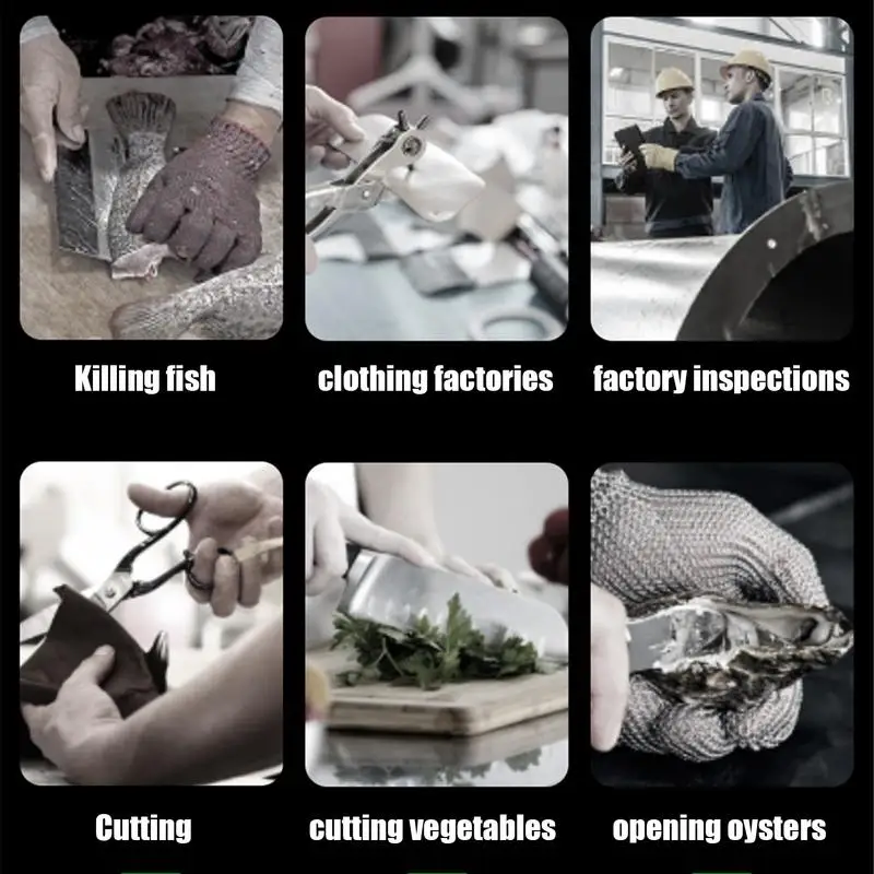 Guantes de corte para el hogar, Protector de dedos, guantes de alambre de Metal, multiusos, transpirable, herramienta para descascar huîtres y peces con comodidad