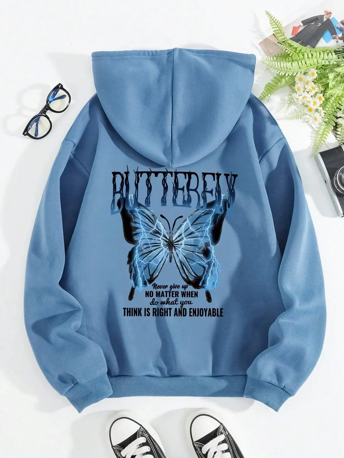 Ghost Butterfly Printed Tracksuit Women Fashion Novelty Creative Hoodie Classic Trend Basic Clothes Loose Comfortable Sweatshirt