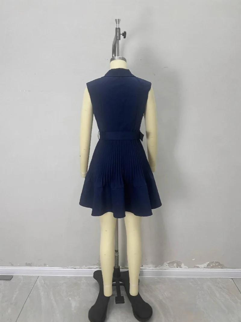 Elegante OL Stijl Mini Jurk Zomer Kleding Vrouwen Mouwloze V-hals Stropdas Riem A-lijn Jurken Avondfeest Slanke Jurk Gewaad Femme