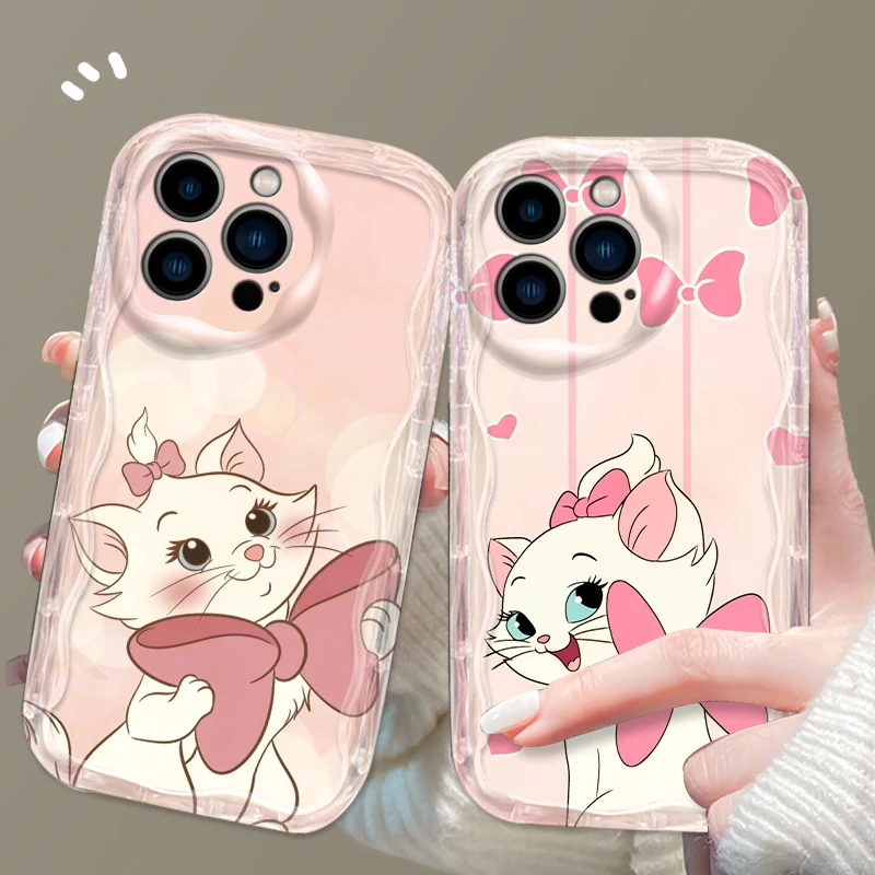 Anime Marie Cat Pink Cute For Apple iPhone 15 14 13 12 11 XS XR X Pro Max Plus Wave Oil Back Phone Case