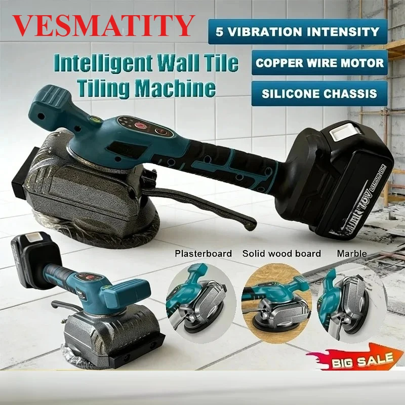 Cordless Tile Vibrator Adjustable Speed Professional Power Tool for Wall Floor Tiling, Compatible for 18V-20V battery.