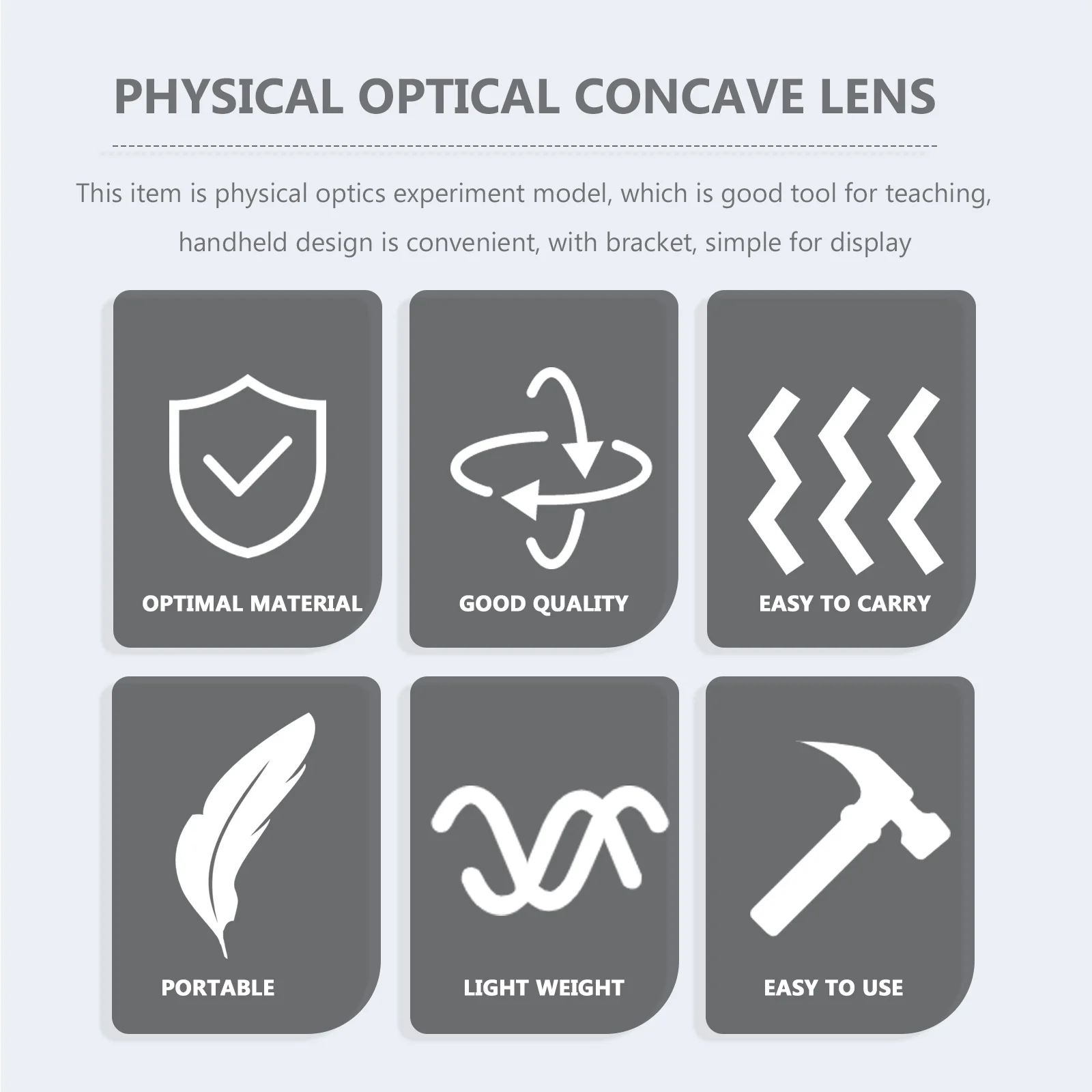 

1Set Handheld Concave Lens Optical Stand Physical Experiment Teaching Kit Portable Durable for Student Learning