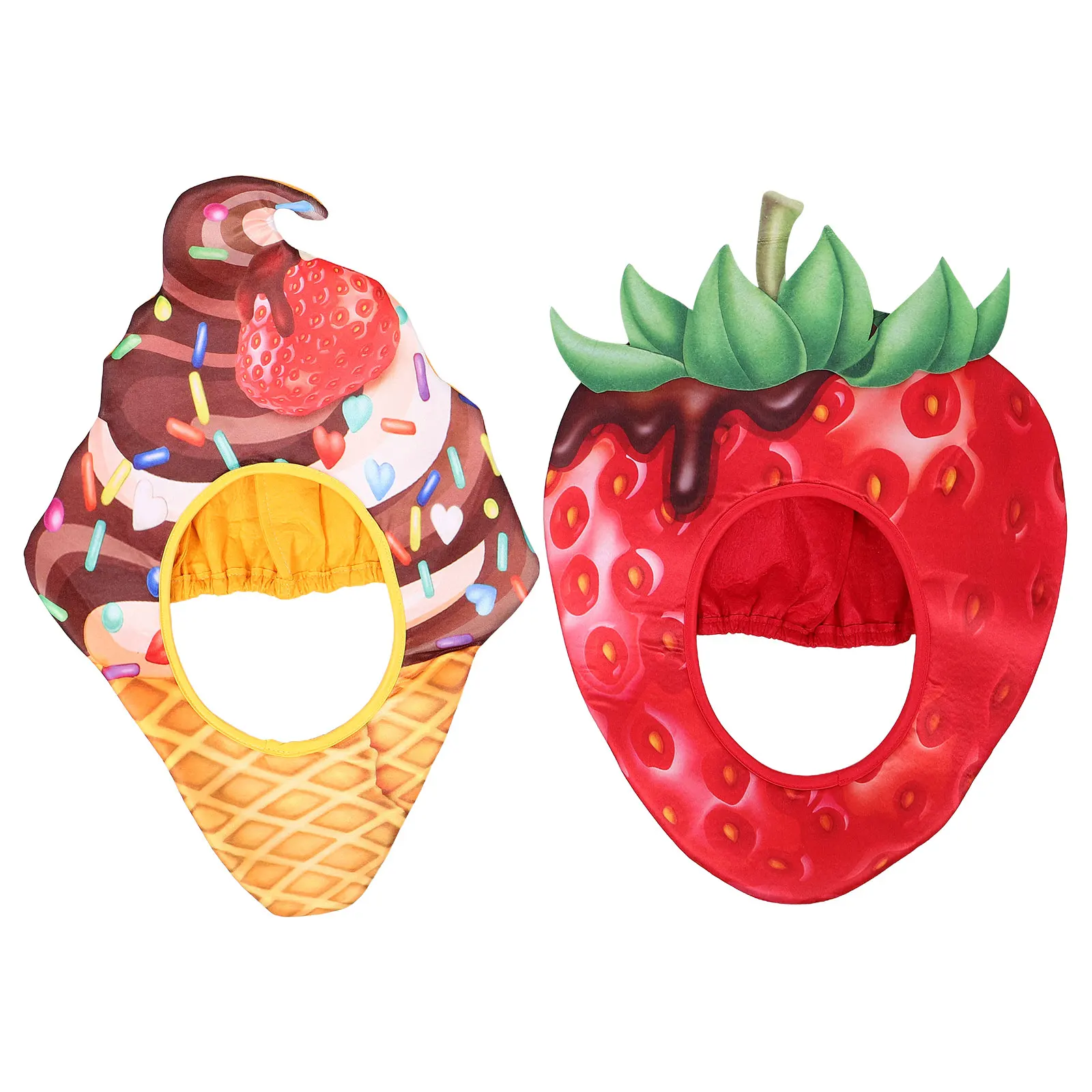

2 Pcs Funny Fruit Hat Party Cap Strawberry Costume Decor Non-woven Fabric