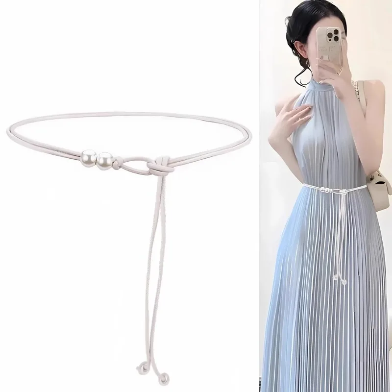 Delicate Waist Ribbon Belt Satin Finish Cinching Effect for Dresses Sweaters Maxi Skirts Minimalist Chic Corset Chain Essential
