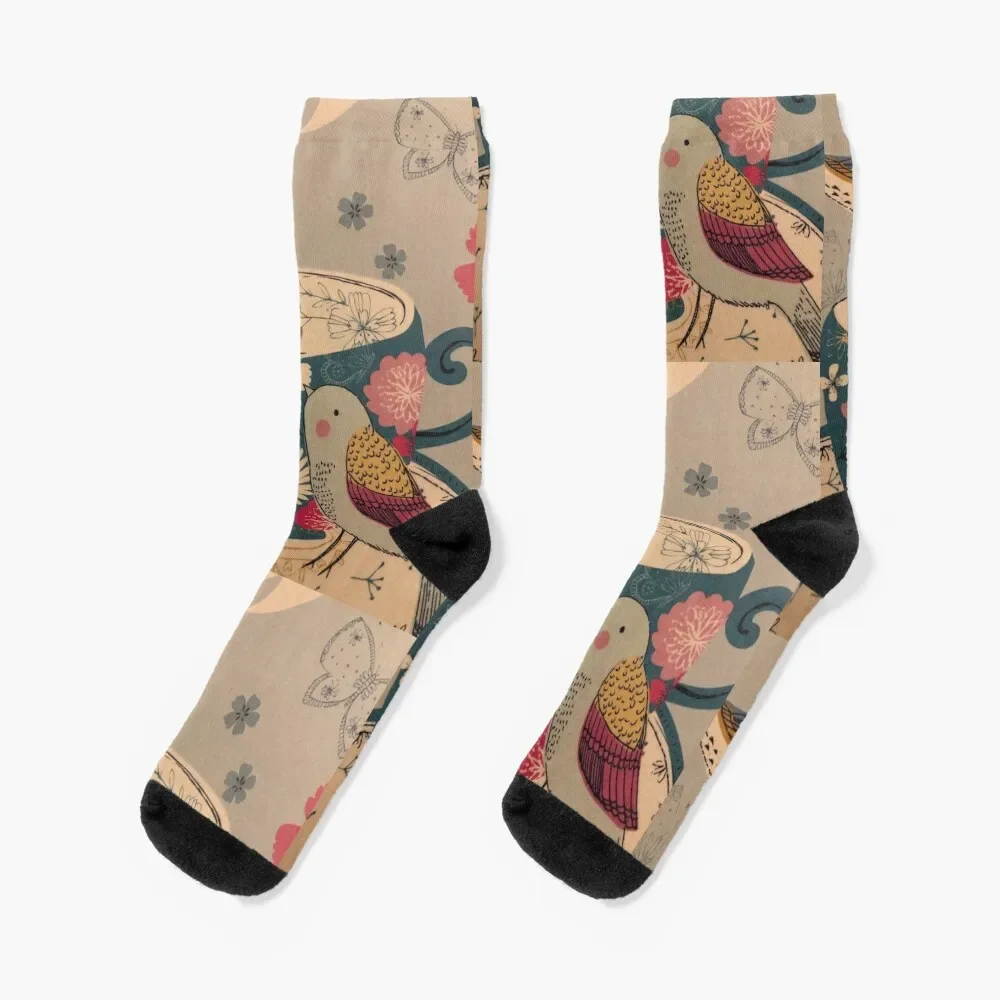 

Little Birds with a Teacup Socks Children's new year hiphop funny gifts Women Socks Men's