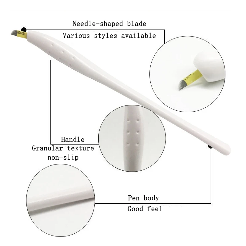 50Pcs Disposable Eyebrow Tattoo Pen Microblading Permanent Makeup Manual Pen PMU Hand Tool 0.18MM 18U Needle Tattoo Supplies