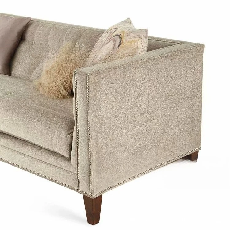 Fabric sofa custom furniture living room pull buckle soft bag three-person sofa cafe model room leisure sofa