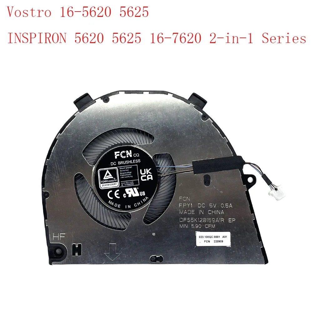 

Сменный вентилятор охлаждения ЦП для DELL Vostro 16-5620 5625 INSPIRON 5620 5625 16-7620 2-в-1 серии 0T8R2T DC5V 0.5A вентилятор