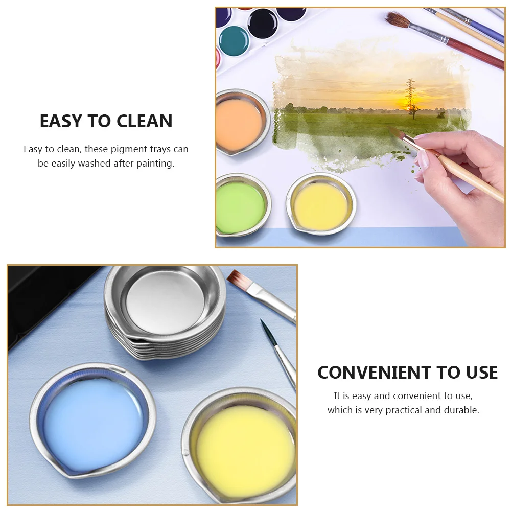 Pour Mouth Palette School Watercolor Plate Painting Trays Reusable Metal Accessory Tool Supply Paints