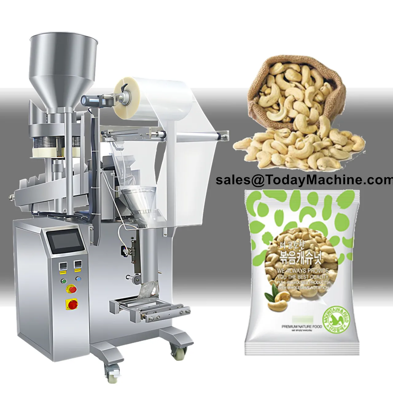 Automatic Potato Corn Chips French Fries Snacks Candy Nuts Dates Chain Bucket Bag Packing Machine