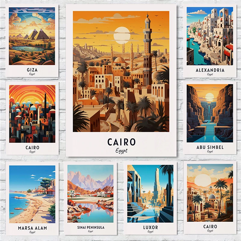 Home Decor Egypt - Poster Perjalanan Mesir Pemandangan Kota Mesir