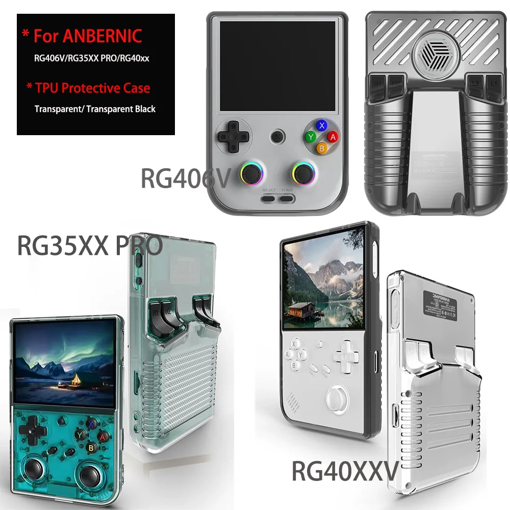 For ANBERNIC Game Console RG40XXV/RG406V/RG35XX PRO Transparent TPU Protective Case Cover Handheld Anti-Scratch Protector Shell