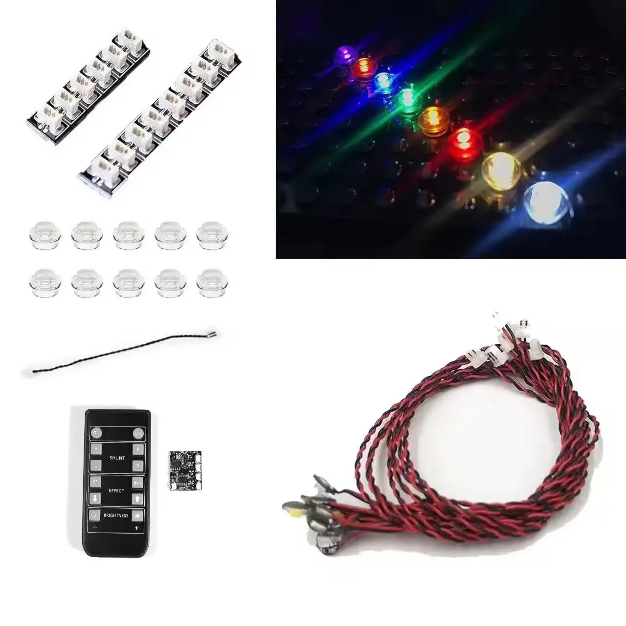 طقم إضاءة LED ملون مكون من 10 قطع، متوافق مع موديلات مكعبات البناء ليغو، يضيء بناءك (إصدار التحكم عن بعد)