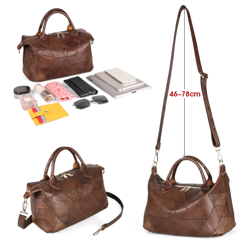 Cobbler Legend Top Handle Handbag Women Retro Cow Leather Sling Bags Detachable Shoulder Strap