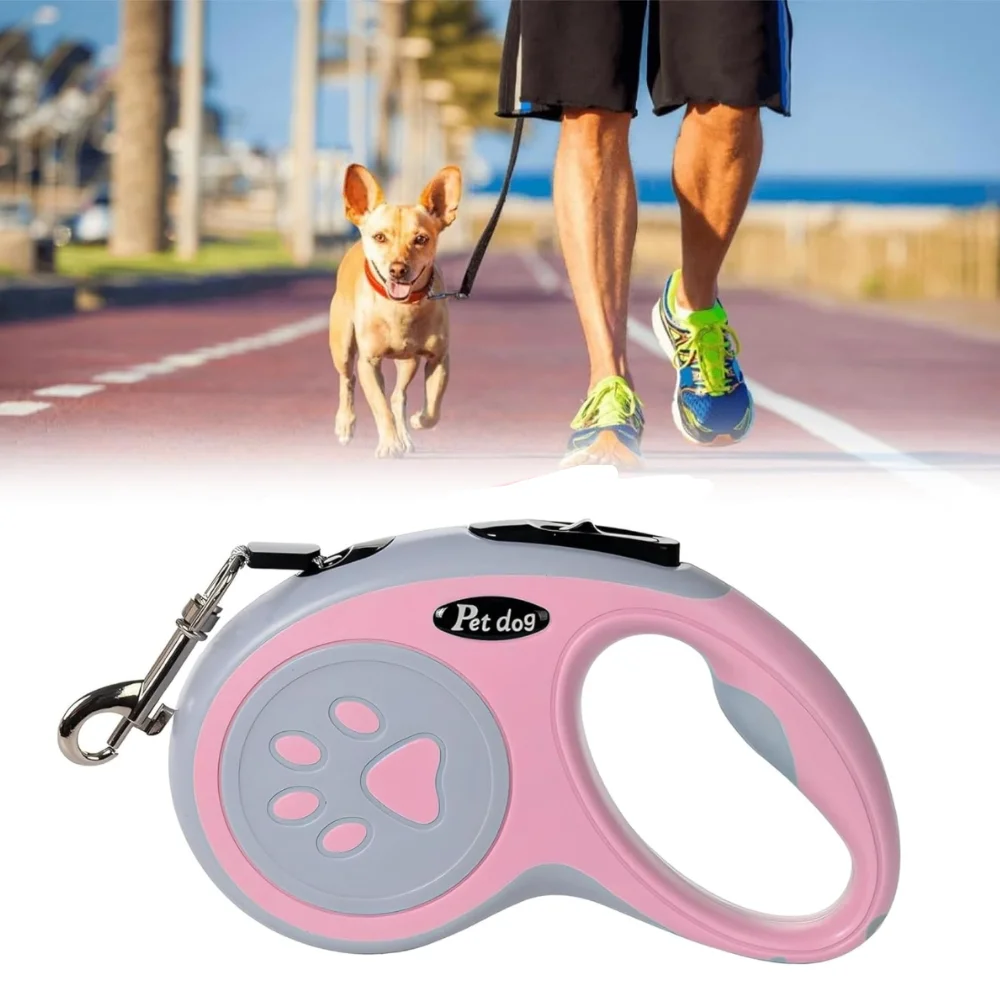 Correa Retráctil para Perro de 5 Metros Flexi 360 ° Correa giratoria con mango antideslizante y botón de freno rápido, adecuada para perros pequeños, medianos y grandes.