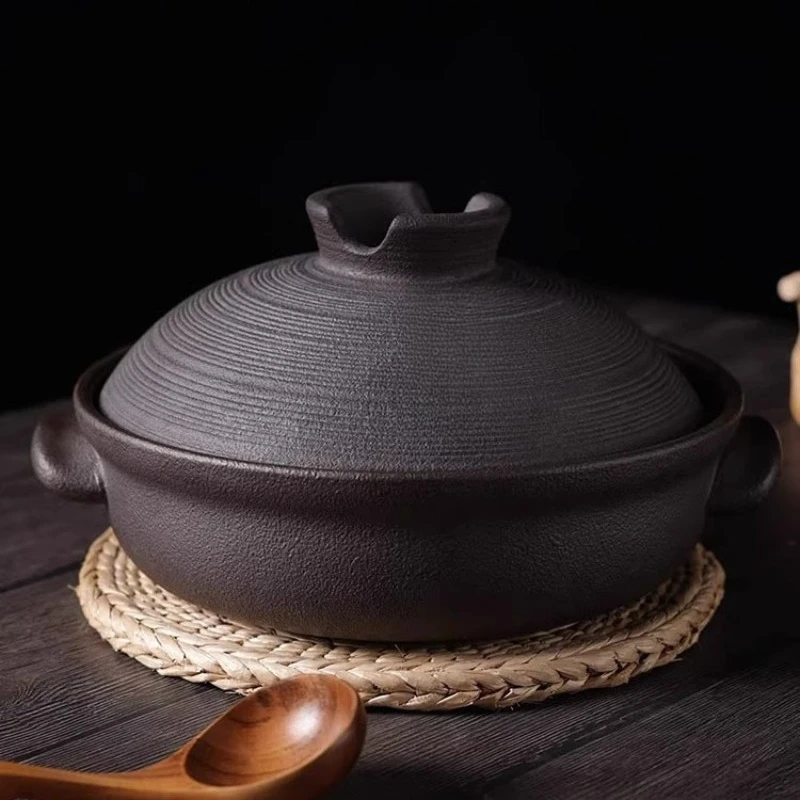 Household ceramic casserole pot soup pot heat-resistant dry burning non-cracking stew pot