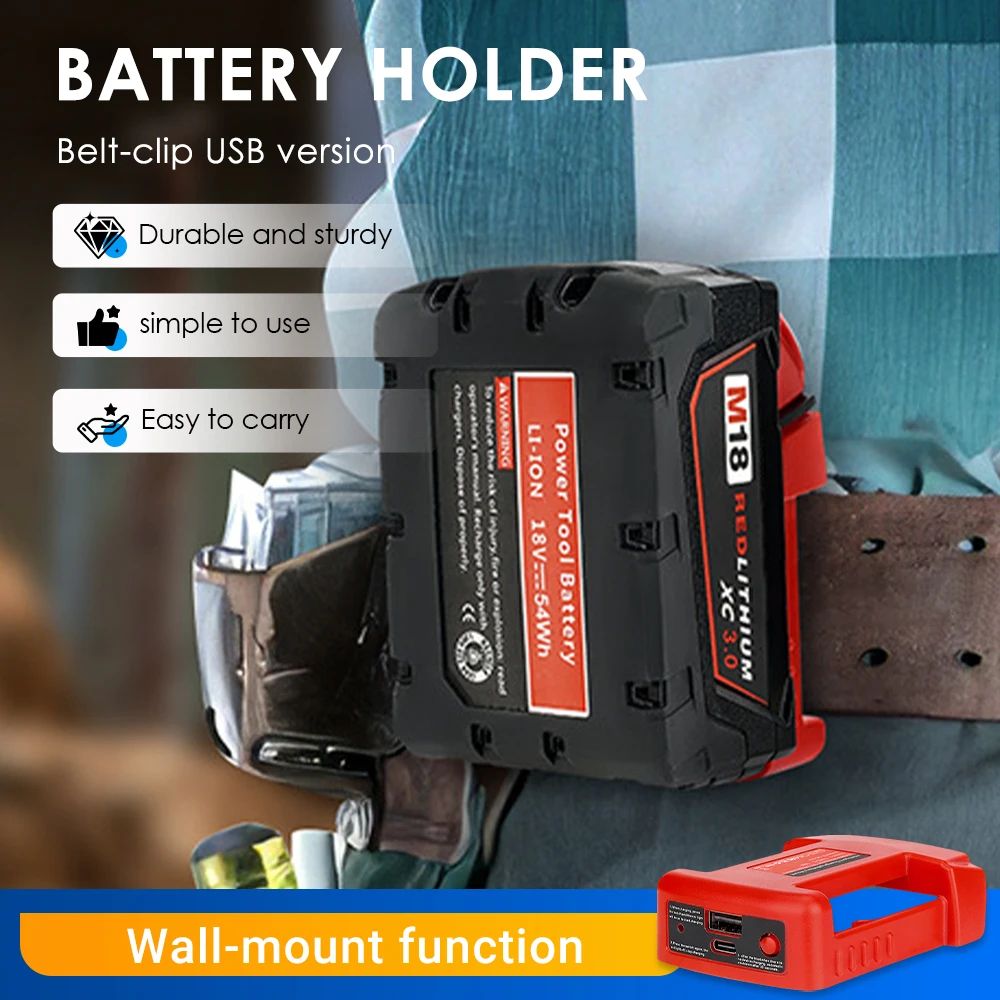 

USB Power Bank r Adapter for Makita/Dewalt/Milwaukee 18V Li-ion Battery Rack Holder USB Type-C Output Fast Charging Interface