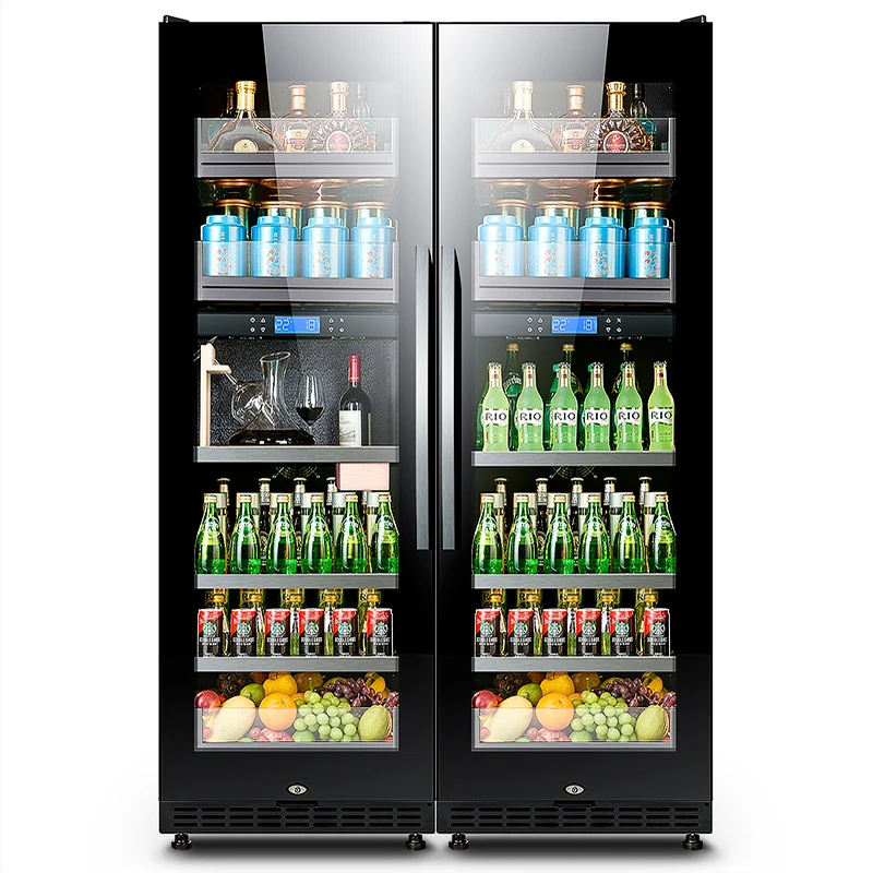 NE-411D Good Price Freestanding Supermarket Hotel Home Dual Temperature Smart Digital Control High Time Wine Cooler