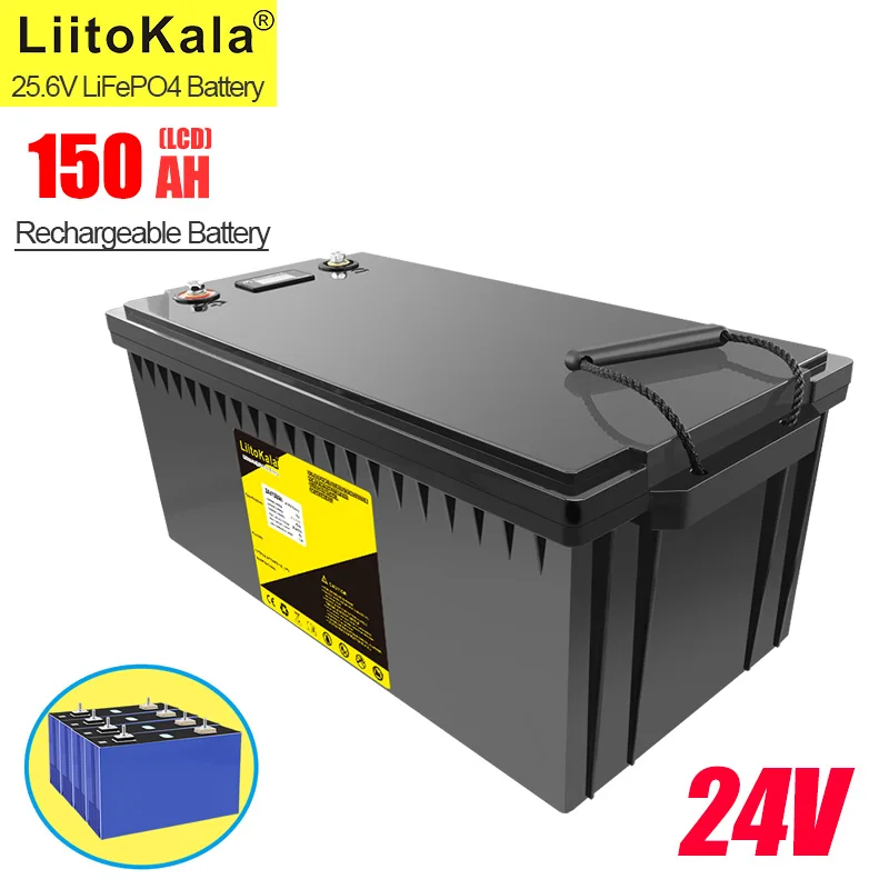 

LiitoKala 24V 150Ah LiFePO4 Battery Solar Golf Car for Forklift waterproof battery pack for inverter,solar system,boat motor