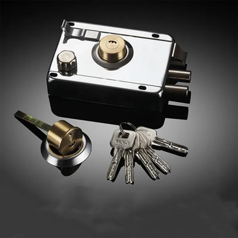 Door Lock Strong Deadbolt Home Security Universal Exterior Anti-theft Accessory Stainless Steel Multiple Insurance Smooth - Image 3