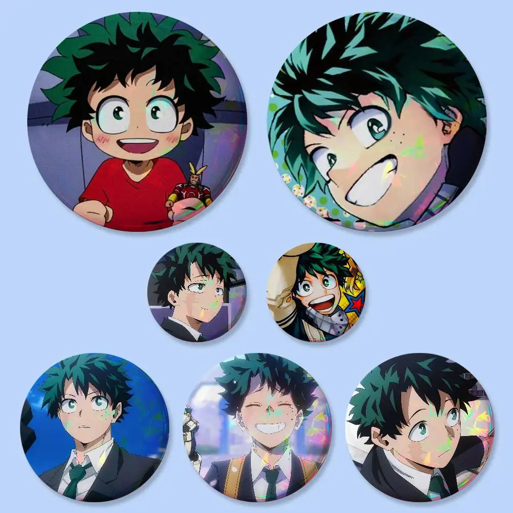 Midoriya Izuku Anime Character Badges Button Round Creative Pin Brooch Badge Bag Decor Accessories Fans Collect Friends Gifts