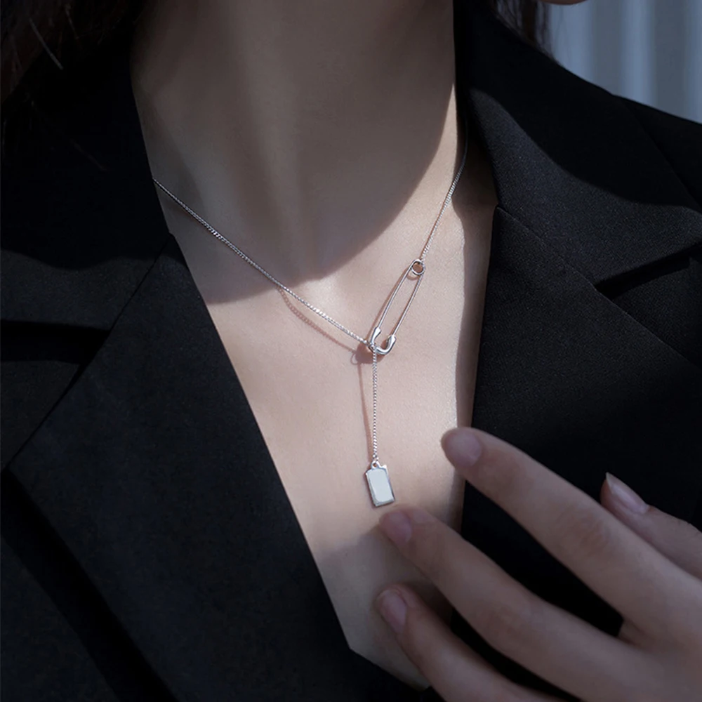 Gifts Paperclip Pendant Charm New Design Temperament Clavicle Chain Pin Necklace Chocker Women Jwelry