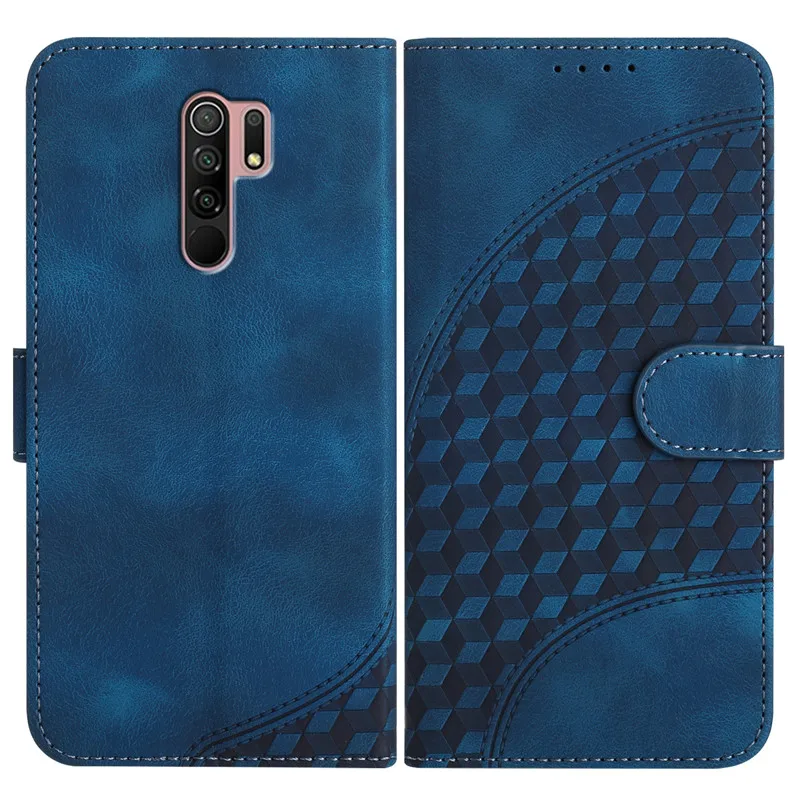 Capa de Couro Rhombic Flor para Xiaomi Redmi, Carteira Flip Purse, Capa Do Telefone Do Livro, 9 Prime, 9AT, 9C, NFC, 9T, 9A, 7A, 6A, 6, 7, 8