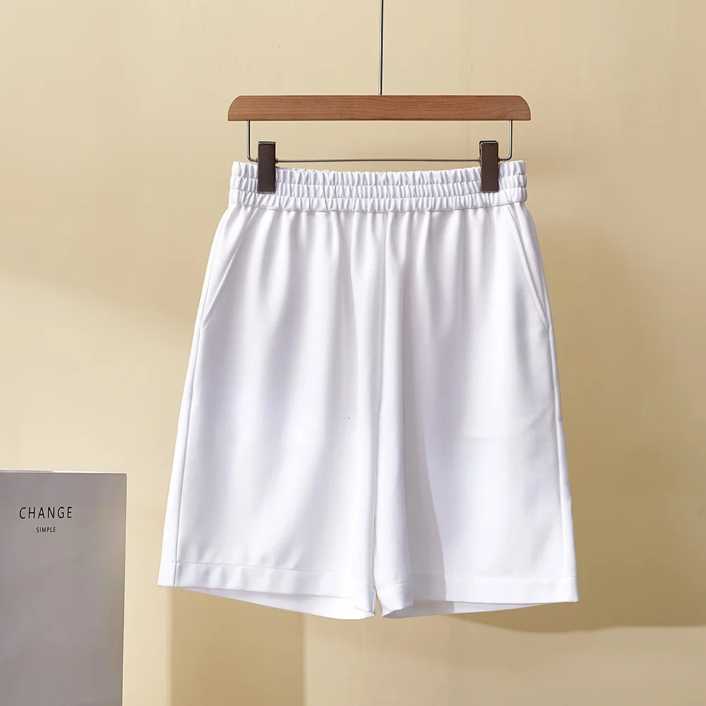 

Women's Summer New Shorts Casual Elastic High Waist Bead Chain Cotton Straight Pants All-match