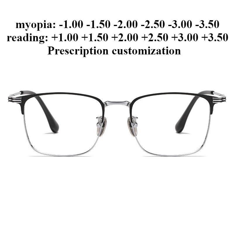 

53 мм сверхлегкая оправа из чистого титана, полностью титана, большая оправа для очков для бровей, деловые мужские очки для чтения с защитой от синего света