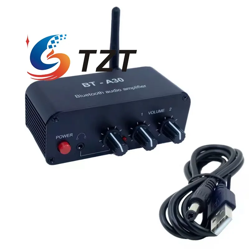 

TZT BT-A30 Bluetooth-усилитель звука с USB-кабелем питания/адаптером питания, распределитель выходного объема большого объема