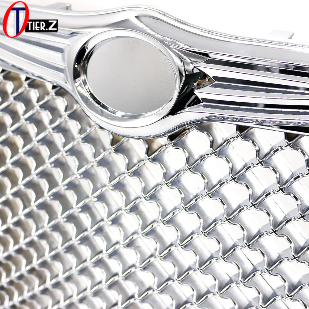 Front Bumper Grill Black Silver Grill Racing Grills for 2005-2010 Chrysler 300/300C Aggressive Style Mesh Upgrade Replacement