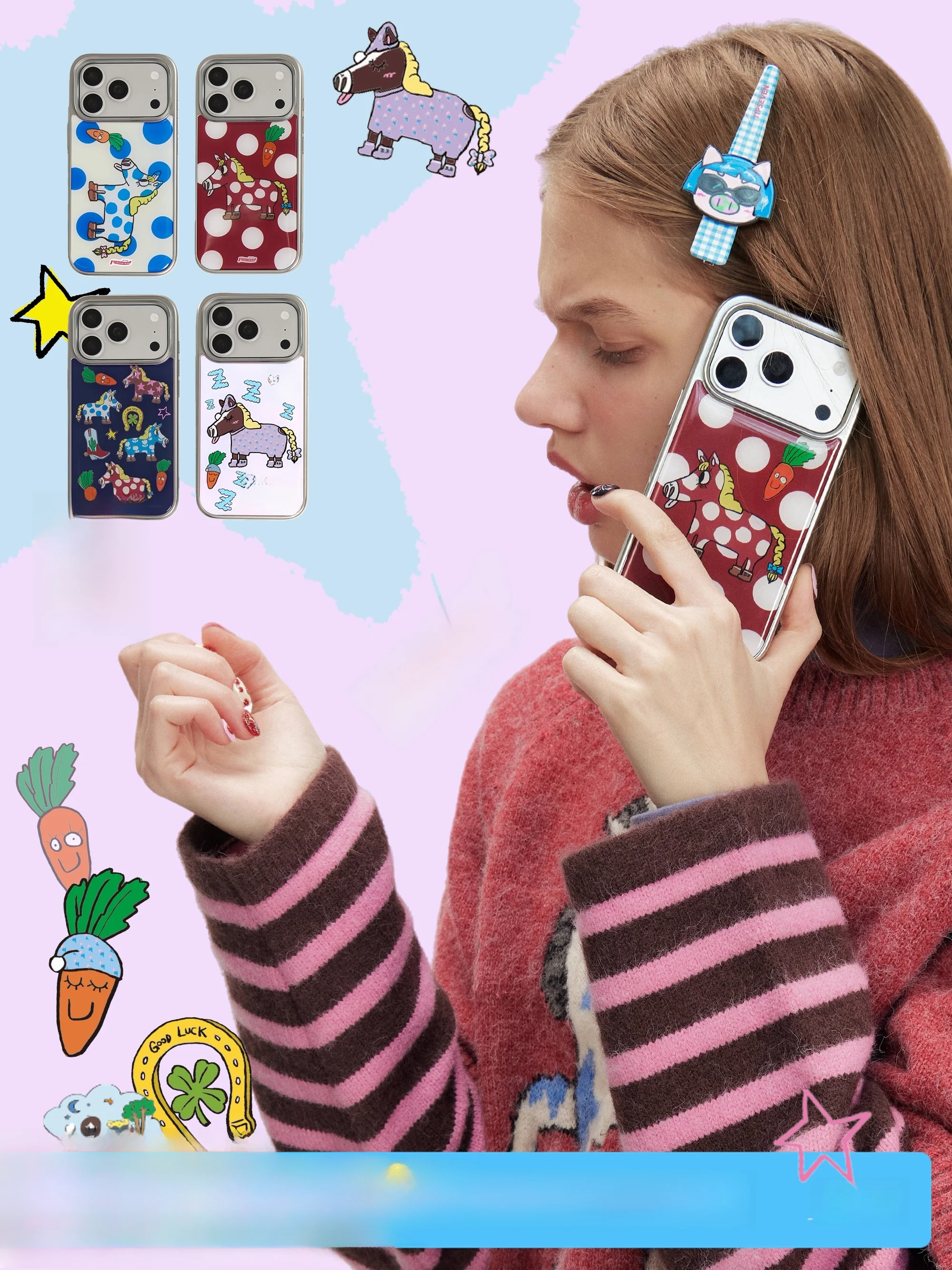 tipsevenオリジナルデザイン漫画馬年カラーiphone7スマホケース保護カバー2026年春ファッションアクセサリー