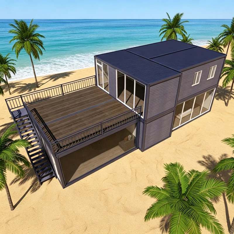 Customized 4 Bedroom Luxury Prefabricated Modular House Portable House Container Home Foldable Layout For Family Vacation House
