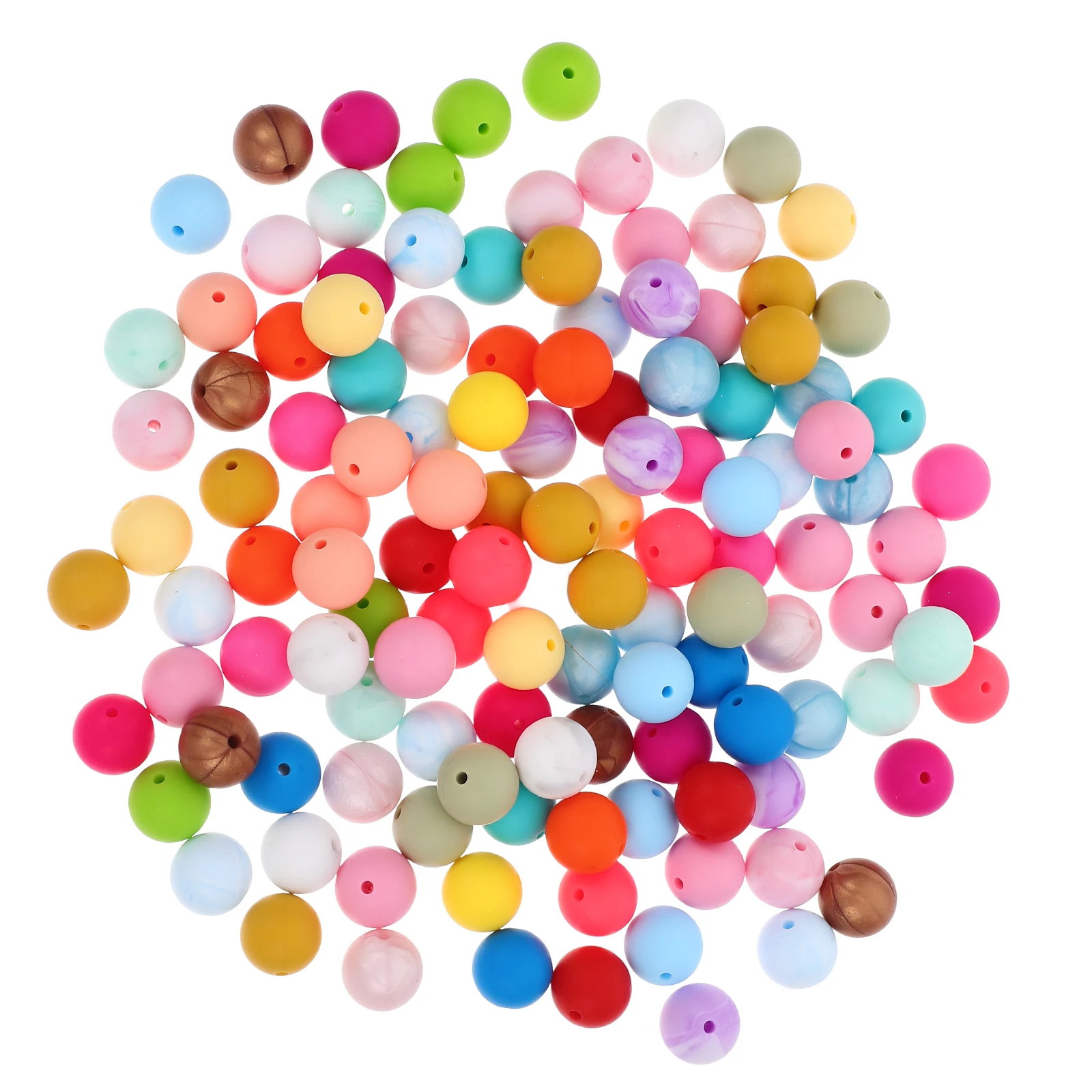 

120 Pcs 15mm Candy Color Silicone Beads Round Smooth Comfortable DIY Necklace Bracelet Keychain Making Accessories Bulk