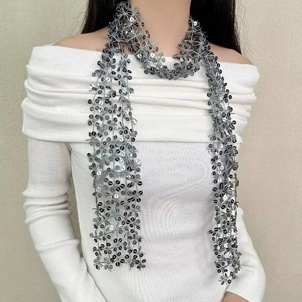 Shiny Sequin Women's Waist Scarf Adjustable Handmade Glitter Hip Scarf Waist Chain Sparkling Sequin Waist Chain Dance Show view 5