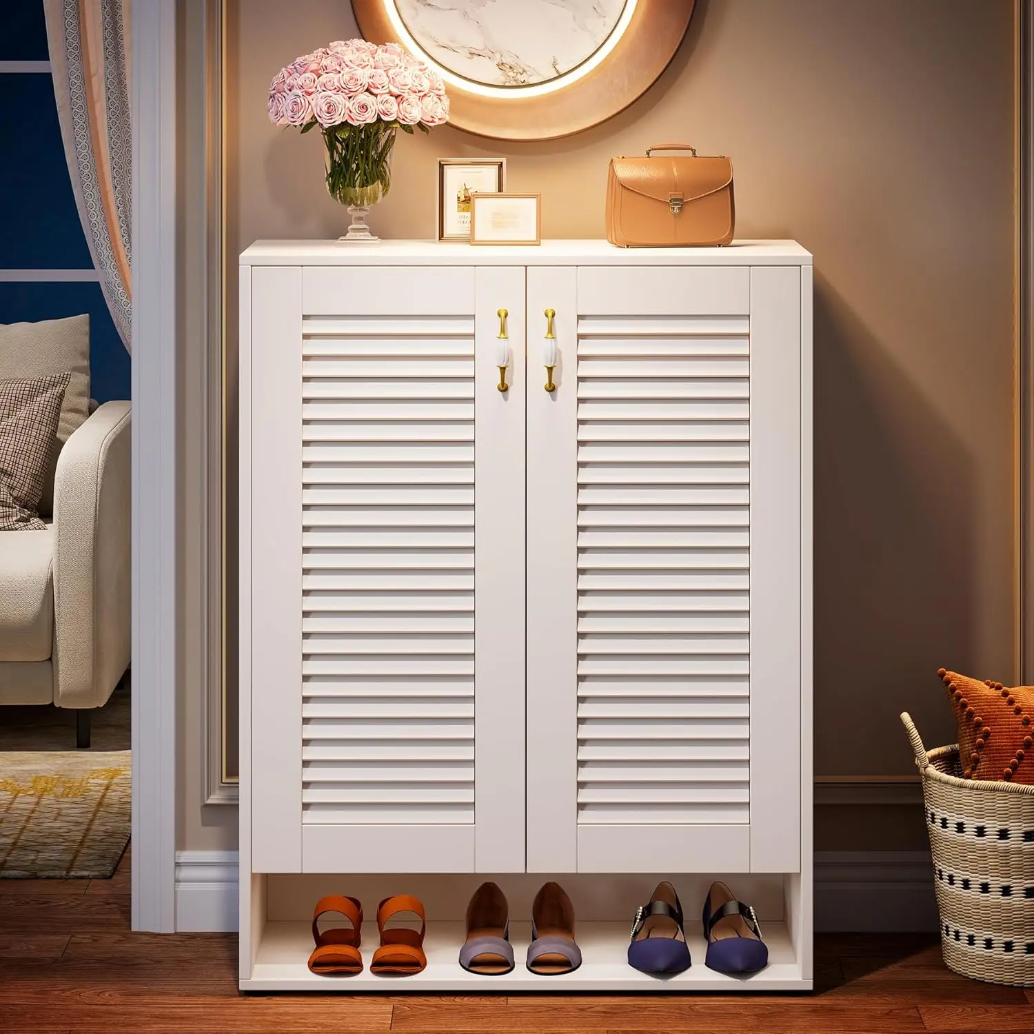 

Оптовая продажа с фабрики, деревянный 7-уровневый белый шкаф для хранения обуви, современная полка для хранения обуви с дверью