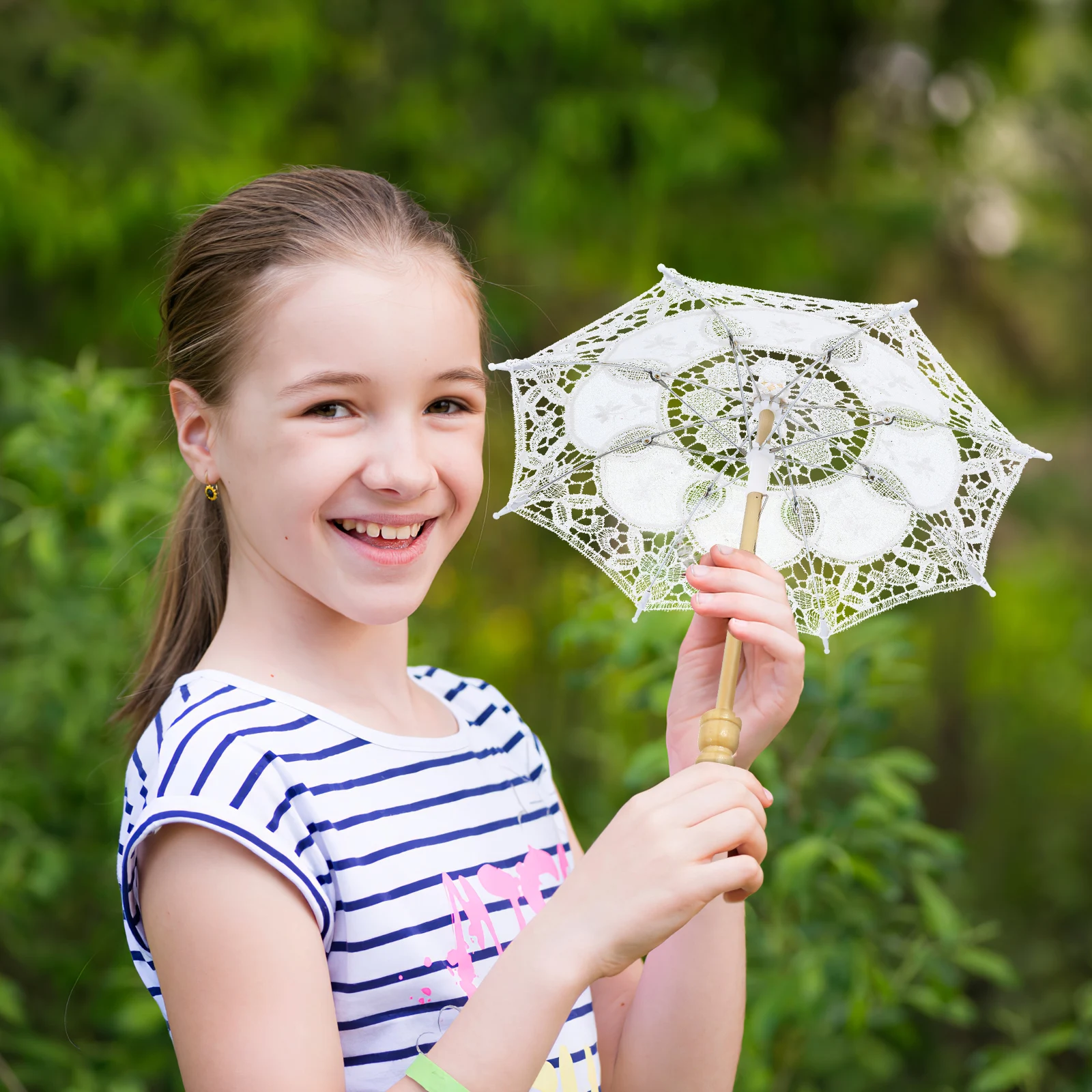 

Cotton Umbrella Pure White Wedding Prop Lace Embroidery Parasol Bridal Embroidery Umbrella Decoration Home Essentials