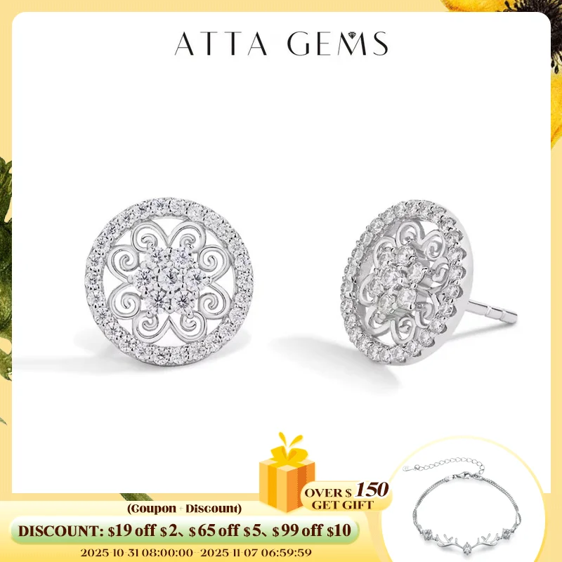 

ATTAGEMS сверкающие серьги с муассанитом для женщин D VVS1 Color Pass Diamond Test однотонное серебро S925 свадебные украшения в подарок