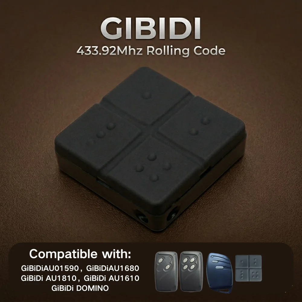 GIBIDI AU1600 AU1610 AU1680 AU1810 DOMINO Garage Door Remote Control 433MHz Rolling Code Gate Opener 4 Button Keychain