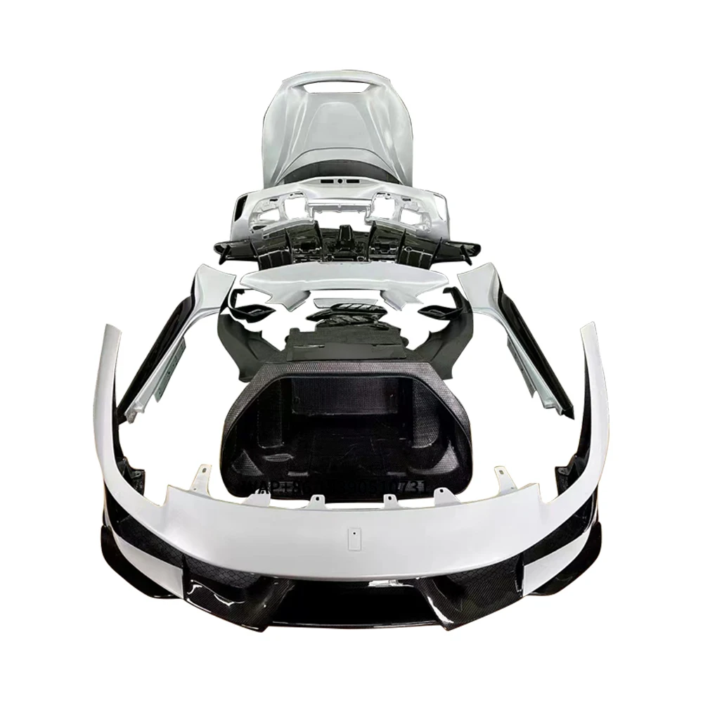 High Quality PISTA Style Carbon Fiber Body Kit Bumper Hood Spoiler Diffuser Trunk for 488GTB