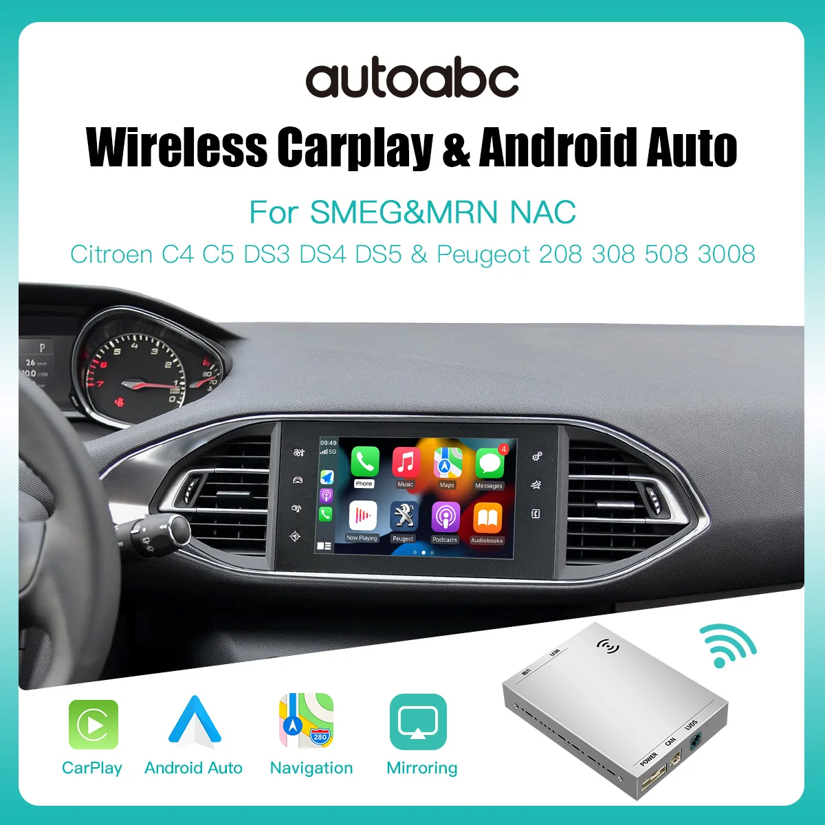 Carplay اللاسلكي Android Auto لـ SMEG 308 508 208 3008 بيكاسو C4 DS3 DS4 DS5 صندوق ربط المرآة CarPlay