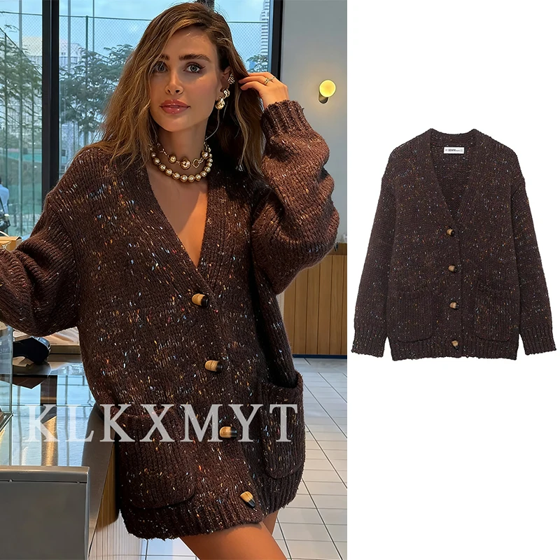 

Women Knitted Cardigan 2025 Spring Autumn Women Fashion Long Sleeves Button Knitted Coat Women Hight Street Elegant Top