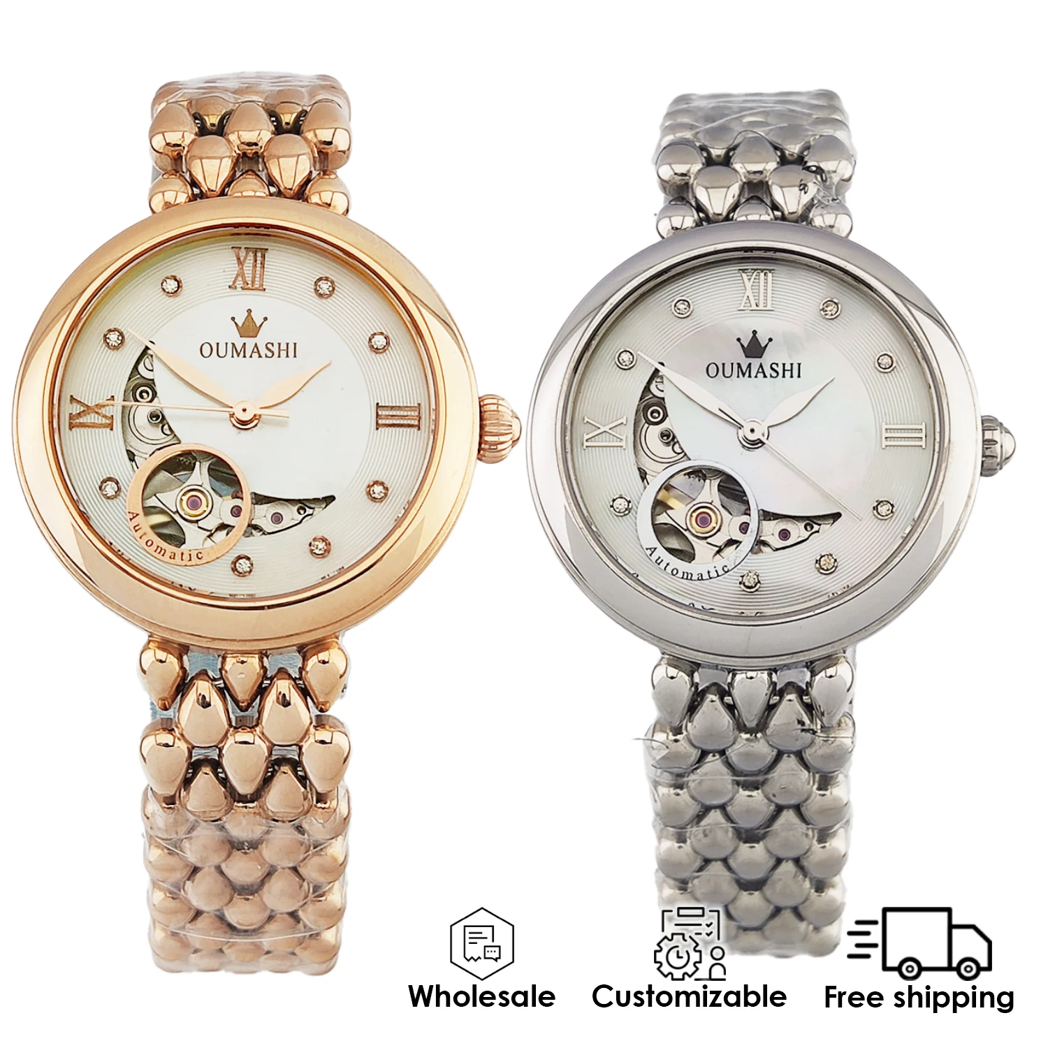 ساعة ميوتا 82so مقاس 32.5 ملم للسيدات بحركة ميكانيكية أوتوماتيكية ومينا ماسية مجوفة، هدية رائعة للسيدات