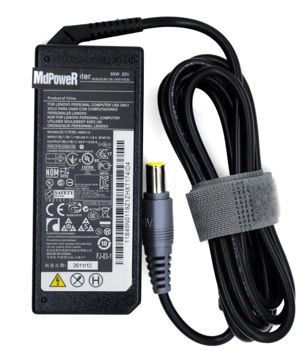 Adaptador AC 20V 3.25A Carregador de Laptop para Lenovo Thinkpad R60 R61 T60 T61P x220 X201i X61s x200 X60 X61 E40 X301 45N0119