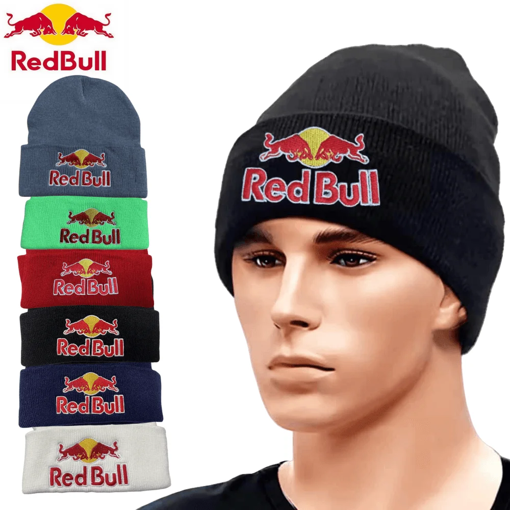 2026 nueva excelente elasticidad bordado rojo Red Bull otoño e invierno sombrero Red Bull Knit Beanie Hat hombres mujeres 6 colores gorra cálida