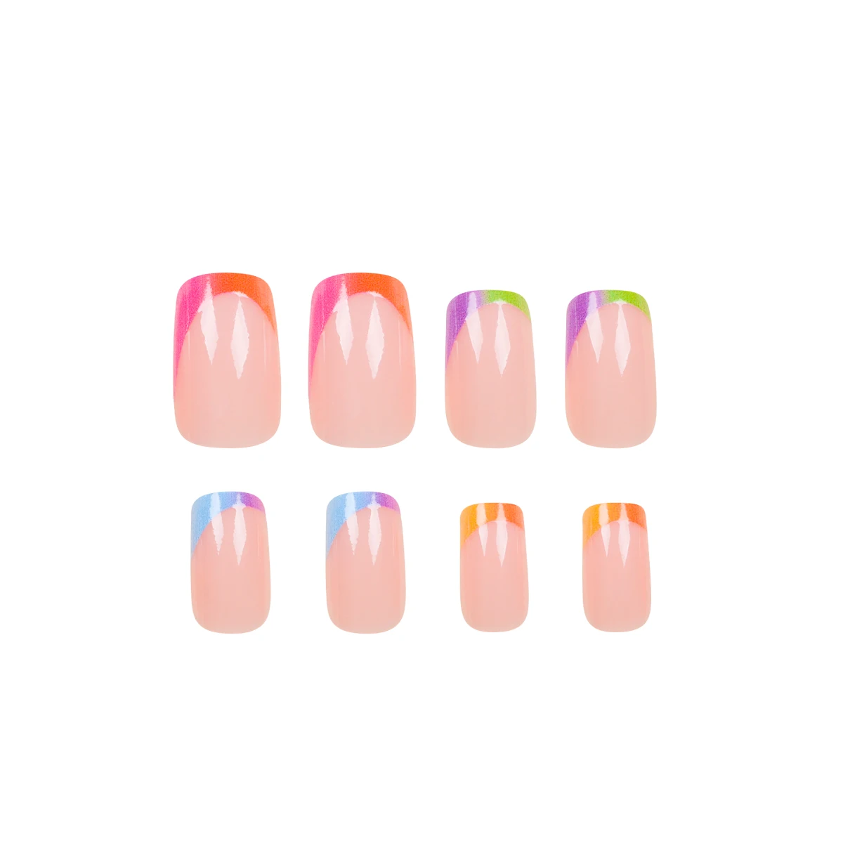 Parche de uñas francesas dobles de Color fresco Simple, cuadrado medio, 24