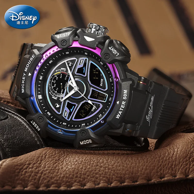 Disney For Man Watch Dual Display Sport Quartz New Wristwatch 3D Dial Alarm Clock Top Brand Original Male Montres Relógio Часы 