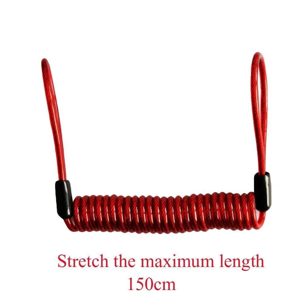 Bike Spring Cable Lock Anti-Theft Rope Alarm Disc Lock Bicycle Security Reminder Motorcycle Theft Protection 120-150cm view 2